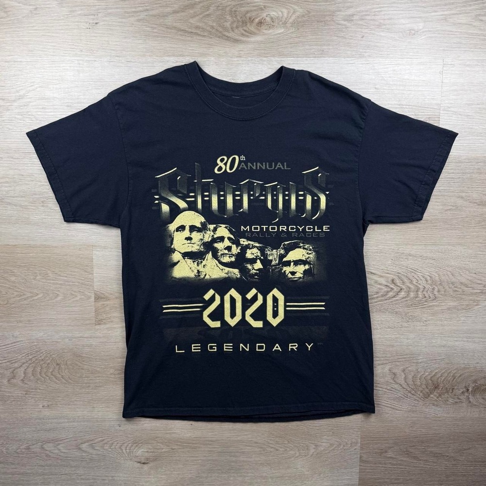 Sturgis Motorcycle Rally 2020 80th Annual Mount Rushmore Graphic T-Shirt L